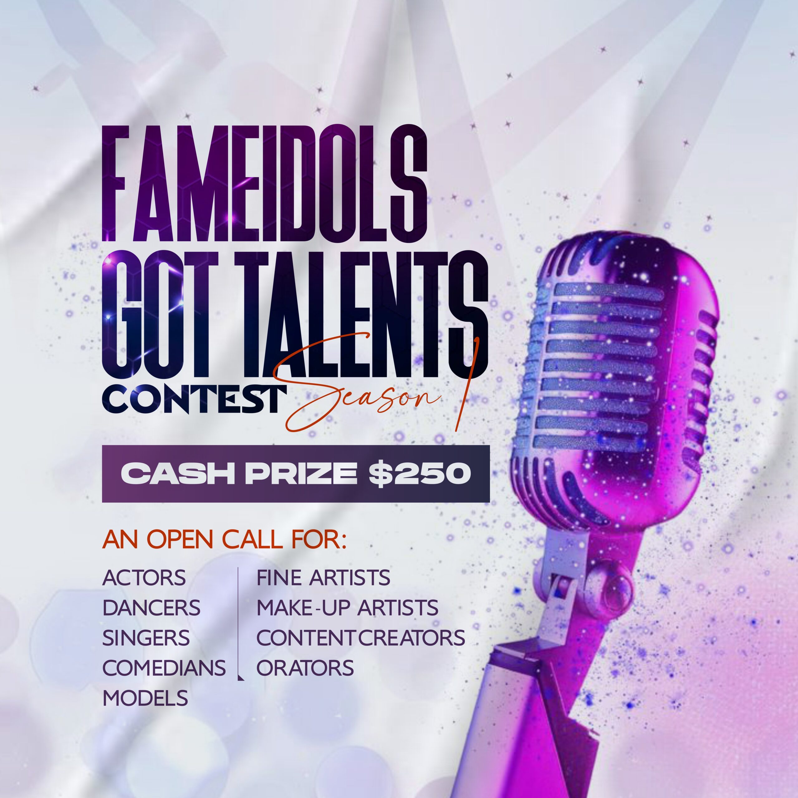 FameIdols Got Talents Contest Season1- Win $250 cash Prize